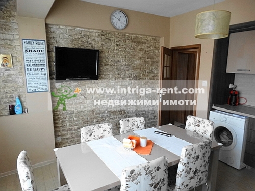 Luxurious, modern, fully furnished three-room monolithic apartment for rent, located in the central part of the city of Haskovo.